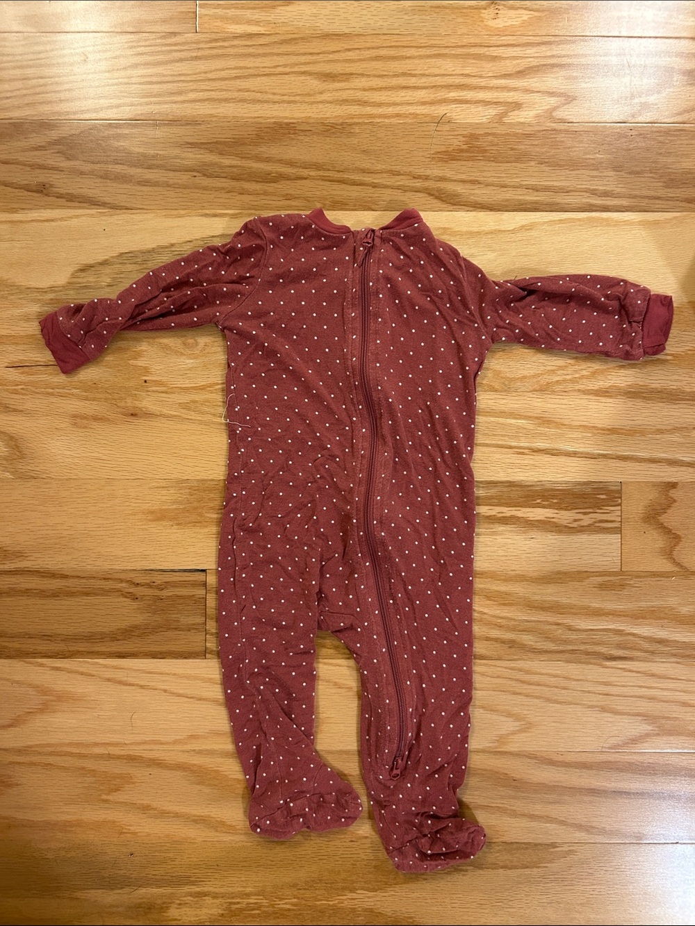 Baby Footed One-Piece Pajama in Rose with Dot Print